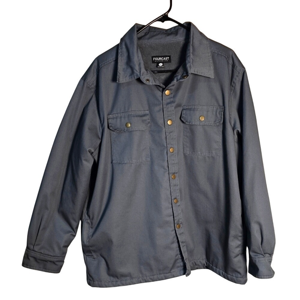 Fourcast Men's Gray Fleece Lined Work Jacket With Soft Inside Fabric Size Large